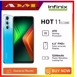 Hp Infinix Hot 11 Ram 4gb Rom 64gb garansi resmi 1 Tahun segel no void