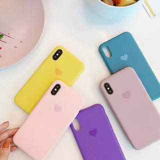 Yellow Blue Purple Choco Pink Candy Cute Heart Soft Case iPhone 6/6+/6s/6s+/7/7+/8/8+/X/Xs/Xs Max/Xr