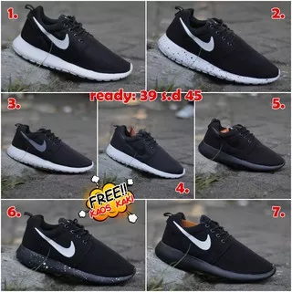 Sepatu Nike Rosherun Full Black Import Sneakers Pria Sport Sneaker Cowok Sport Running Murah Keren