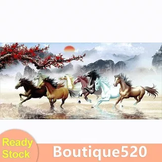 bou 100x50cm Nine Running Horses Diamond Painting Full Round Drill Cross Stitch