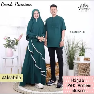 Salsabila COUPLE - HARGA SEPASANG Bisa COD Gamis Couple Premium Busui Polos Baju Dress Koko Pasangan Kondangan Wanita Syari Renda Samping S M L XL Jumbo Warna Polos Peach Salem Dusty Pink Muda Hazelnut Hijau Botol Hijau Tua Emerald Free Hijab Pet Antem