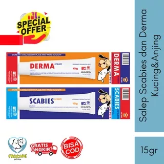 SCABIES CREAM & DERMA CREAM 15gr Kucing Anjing Termurah - Obat Kulit Hewan - Salep Jamur/Salep Cream 15gr - Scabies Raid All - obat luka salep jamur scabies / hewan Special Price