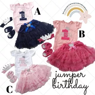 Jumper 4IN 1 Birthday Baby Perempaun Fashion Anak Bayi Perempuan Cewek Baby Girl N037 Pink Tutu MH