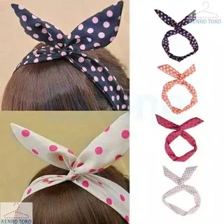 Bandana Kepala Bando Bunny Canvas Kawat Aksesoris Headband