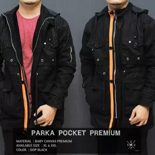 Jaket Parka Pria Premium BGSR Jumbo Pocket Series - Parka Jumbo Pria Hitam  XL XXL