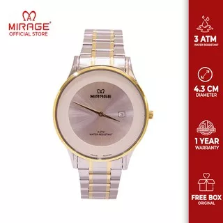 Miragewatch Jam Tangan Mirage Pria Original Garansi 1 tahun Tipis Elegant 8670M SilverGold