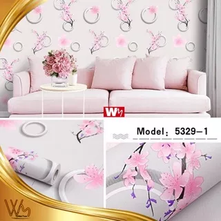 Wallpaper Dinding Sticker Motif 3D Bunga 45cm x 100cm Wallsticker Dinding Motif Bunga Sakura Pink Wallpaper Dinding Kamar