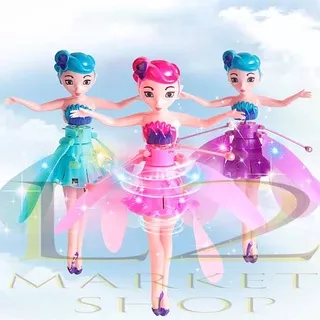 Mainan Anak Peri Terbang Barbie Terbang Sensor Tangan Boneka Terbang Flying Elsa Original