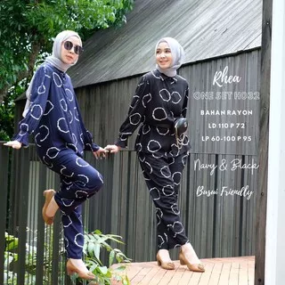 New!!Rhea One Set/Kemeja OneSet/Pajamas OneSet/Piyama Oneset/Piyama Kekinian/Pajamas Busui/Hijab Set