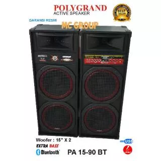 Speaker aktif POLYGRAND PA 15-90 BT 15 DOUBLE USB BLUETOOTH REMOTE