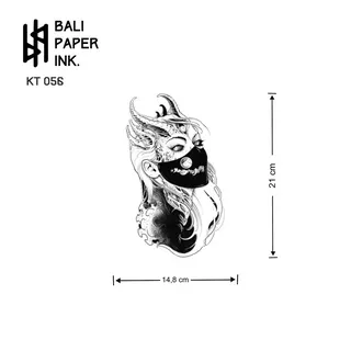 Bali Paper Ink Halfarm Temporary Tattoo - Tato Medium - Desain Geisha Hitam Putih - HB185X / HB477X / HB547X / KT056