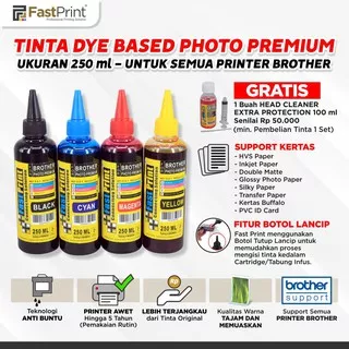 Tinta Dye Based Photo Premium 250ML Printer Brother 1Set 4Warna