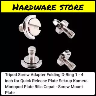 Tripod Screw Adapter Folding D-Ring 1 - 4 inch for Quick Release Plate Sekrup Kamera Monopod Plate