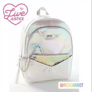 Tas Ransel Anak Perempuan Justice Original Leopard Holo Backpack Tas Sekolah Justice