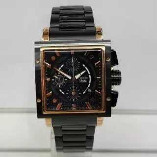 Jam tangan Alexandre Christie AC 6182 black rose gold original