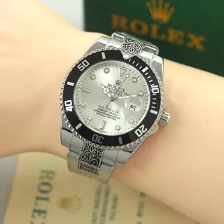 jam tangan wanita/pria bisa pakai model analog tanggal aktif strap rantai super murah dan bagus kualitas kekinian free box dan baterai cadangan