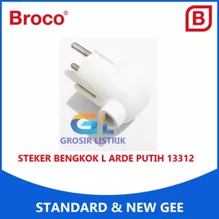 Broco Steker Bengkok L Arde New Gee Putih 13312 Colokan 2P White Original Grosir Promo Murah