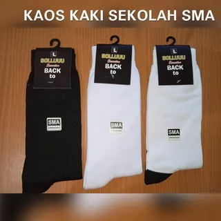 Kaos Kaki Kaus Kaki Sekolah SMA Hitam Putih Telapak Hitam Kaos Kaki Anak Sekolah SMA Putra Putri Cewek Cowok Bahan Bagus Poliester PE Murah