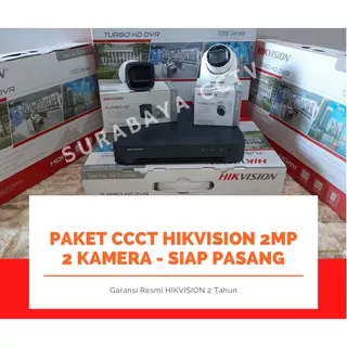 Paket CCTV Hikvision Turbo HD 2MP DVR 4 Channel 2 Kamera Siap Pasang