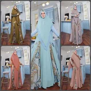 Cahaya Series By Eldeena Gamis Syar`i Kanaya Original Terbaru Dress Muslim Premium Ceruty Babydoll Mix Jersey Korea Set Hijab Ceruty Dres Wanita Kondangan Pesta Lebaran 2022 Kekinian Warna Cantik