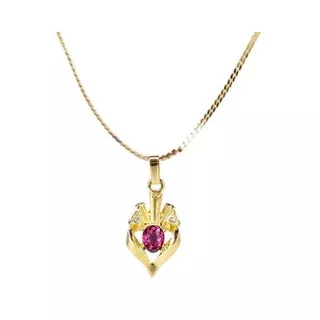 1901 Jewelry Kalung Pink Sapphire Diamond Lapis Emas