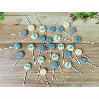 Cho-Cweet Choco Lolli Bulat (S) Bisa Custom Tulisan dan gambar Coklat Lollipop Homemade