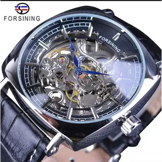 Jam Tangan Forsining Original Transparan Vintage Round Case Skeleton Automatic Movement Watch