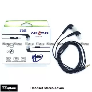 Headset Earphone Handsfree Stereo Advan Vandroid Hitam Super Bass S4P S4F S4Z I5C Plus I4D S5E S6