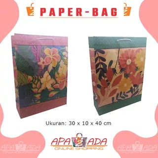 Apazada - Paper Bag Kado Motif Bunga Besar 30x10x40 cm / Kantong Kertas Coklat Motif Bunga Tebal Bisa Cod