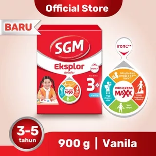 SGM eksplor 3 Plus 3-5 Thn Vanila Madu Coklat 900g, SGM 3+ 3-5 Tahun Vanila Madu Coklat 900gr