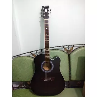 Gitar Akustik Merk Ibanez Warna Hitam Black Doff Sunkay Jumbo Trusrod Jakarta Murah