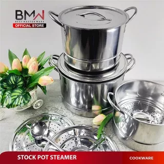 BMW Kitchen Ware - 1 Set 4pcs Stock Pot Steamer Panci Kukus Dandang ~ PCX STORE ( COD )