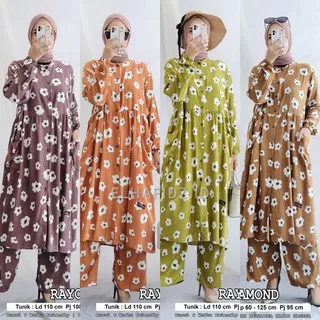 Hijab Sisters Linka One Set Jumbo Rayon Diamond Motif Bunga / Setelan Wanita LD 110 / Long Tunik Busui