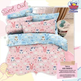 SPREI ANAK ANTI GESER SLEEPY UNICORN PINK | SPREI KATUN ESRA