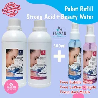 Paket Refill Beauty Water dan Strong Acid 1 Liter Bonus 2 Spray By Kangen Water Original
