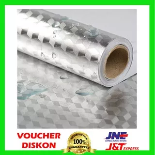 Wallpaper Aluminium Foil Anti Minyak Waterproof 100x60cm - Wallpaper - Stiker Dinding Alumunium Foil