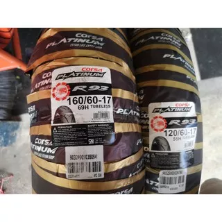 Paket Corsa Platinum 120 / 60 & 160 / 60 - 17 R93 Ban moge Tubeless BONUS Pentil supermoto