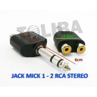 jack mic konektor T cabang rca female ke jack akai male mic stereo 1-2
