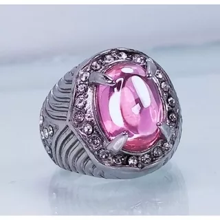 Batu Akik Cincin Permata Pink Siam Burma Crystal Asli Chatam - 6