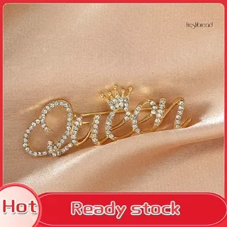 [ TERLARIS]Fashion Women Rhinestone Queen Letter Crown Shape Decor Brooch Pin Jewelry Gift