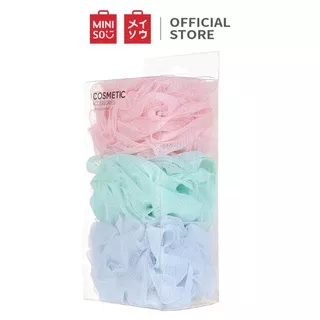 MINISO Spons Mandi Bubble Shower Puff Bath Sponge Jaring Set 3 Pcs