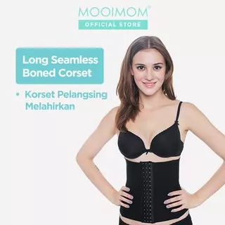 Korset Melahirkan | MOOIMOM Long Seamless Boned Corset - Korset Pelangsing Pasca Melahirkan (Black)