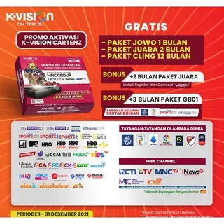 Voucher Kvision Bromo Cartenz dan Cartenz K2000 Live Olahraga- VOUCHER MNC GROUP RCTI