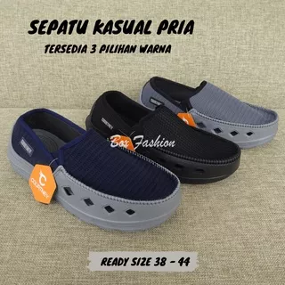 Sepatu Slip On Keren Casual Slop Santai Karet Selop Pria ARDILES Original Hitam Cowok