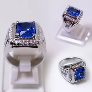 PARIS - CINCIN BATU PERMATA KING SAFIR/ CINCIN BANKOK PRIA DEWASA / CINCIN BATU KRISTAL YANG MMEWAH