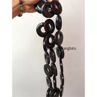 Batu alam cincin donat ONYX HITAM 6 x 6cm kalung liontin bandul akik beads aksesoris fashion grosir