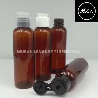 BOTOL PET 100ML AMBER FLIPTOP JAMUR / BOTOL FLIPTOP 100 ML AMBER COKLAT FLIPTOP JAMUR BR 100ML PET