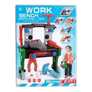 Mainan Tools Work Bench 2 In 1 Bricolage Dan Tool W085 Builder