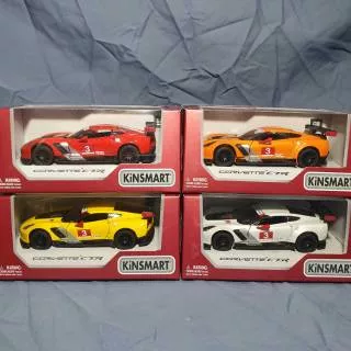 Kinsmart diecast mobil sport Corvette C7 R. 4 pilihan warna skala 1:36