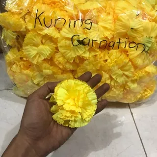 Jnpcollection Kuntum Bunga Carnation Import 100Pc Kuning Artificial Imitasi Palsu Mawar Sintetis